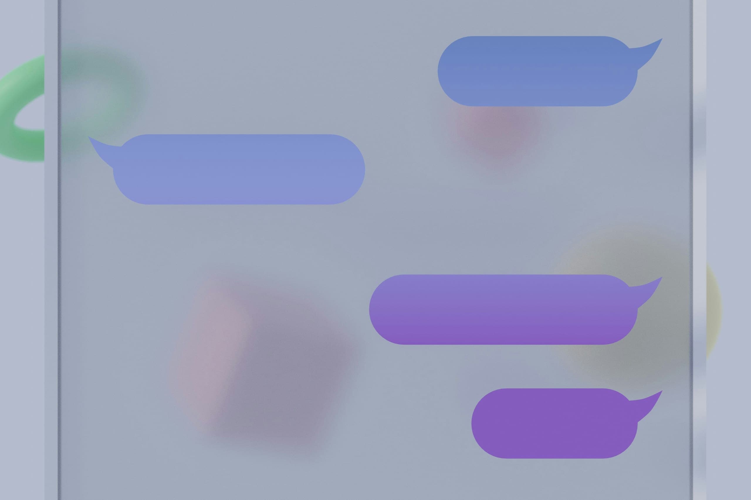 Message bubbles on a translucent screen