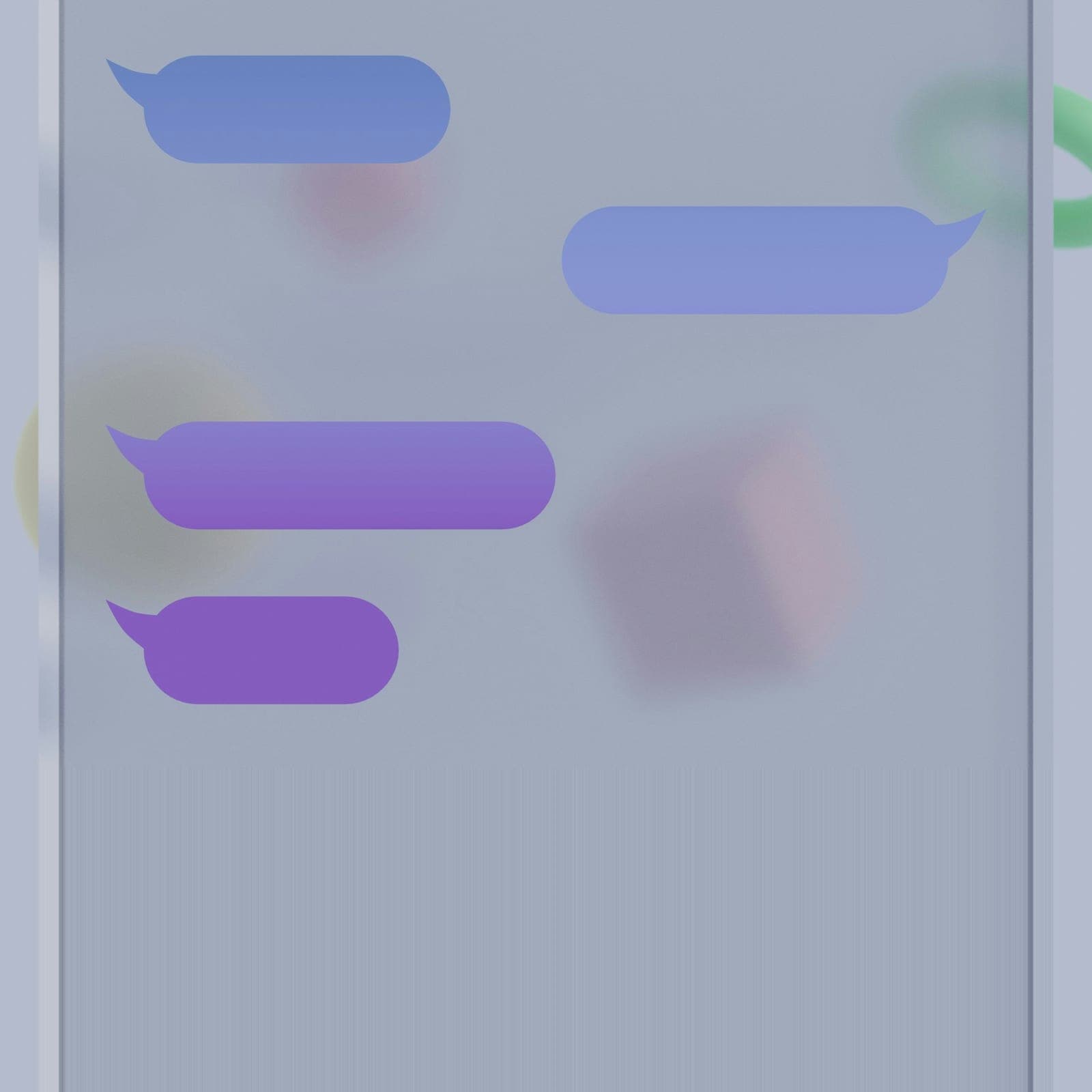 Message bubbles on a translucent screen